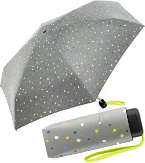 United Colors of Benetton Taschenregenschirm Ultra Mini Flat - Dots grey, ein bunter Konfettiregen
