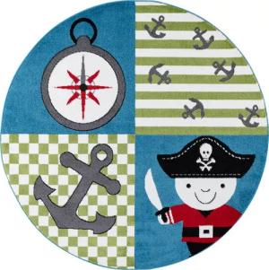 Stilvoll Günstig Kinderteppich für Spiel-Kinderzimmer Piraten-Design für Jungs und Mädchen, Rund, Höhe: 11 mm