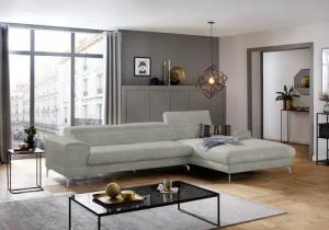 W.SCHILLIG Ecksofa "piedroo, Designsofa mit tollem Sitzkomfort, bequem und elegant, L-Form", Kopfteilverstellung, wahlweise mit Sitztiefenverstellung, Breite 343cm