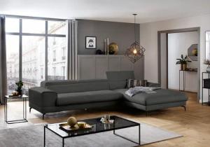 W.SCHILLIG Ecksofa "piedroo, Designsofa mit tollem Sitzkomfort, bequem, L-Form", Kopfteilverstellung, wahlweise mit Sitztiefenverstellung, Breite 343cm