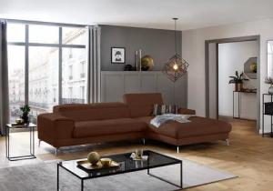 W.SCHILLIG Ecksofa "piedroo, Designsofa mit tollem Sitzkomfort, bequem und elegant, L-Form", Kopfteilverstellung, wahlweise mit Sitztiefenverstellung, Breite 303cm