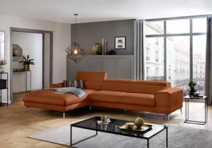 W.SCHILLIG Ecksofa "piedroo, Designsofa mit tollem Sitzkomfort, elegant und bequem, L-Form", Kopfteilverstellung, wahlweise mit Sitztiefenverstellung, Breite 343cm