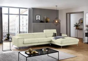 W.SCHILLIG Ecksofa "piedroo, Designsofa mit tollem Sitzkomfort, bequem und elegant, L-Form", Kopfteilverstellung, wahlweise mit Sitztiefenverstellung, Breite 343cm