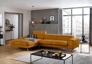 W.SCHILLIG Ecksofa "piedroo, Designsofa mit tollem Sitzkomfort, elegant und bequem, L-Form", Kopfteilverstellung, wahlweise mit Sitztiefenverstellung, Breite 343cm
