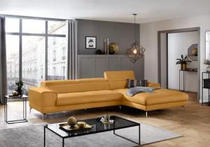 W.SCHILLIG Ecksofa "piedroo, Designsofa mit tollem Sitzkomfort, elegant und bequem, L-Form", Kopfteilverstellung, wahlweise mit Sitztiefenverstellung, Breite 343cm