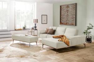 W.SCHILLIG Ecksofa "run, Designsofa mit tollem Sitzkomfort, L-Form", mit Holzsockel, Füße in Bronze pulverbeschichtet, Breite 299 cm