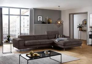 W.SCHILLIG Ecksofa "piedroo, Designsofa mit tollem Sitzkomfort, bequem und elegant, L-Form", Kopfteilverstellung, wahlweise mit Sitztiefenverstellung, Breite 343cm