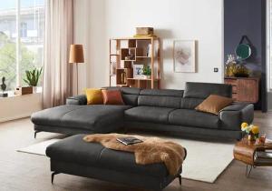 W.SCHILLIG Ecksofa "piedroo, Designsofa mit tollem Sitzkomfort, bequem und elegant, L-Form", Kopfteilverstellung, wahlweise mit Sitztiefenverstellung, Breite 343cm