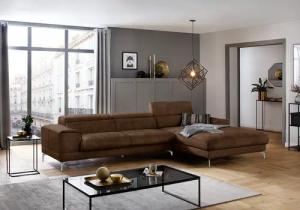 W.SCHILLIG Ecksofa "piedroo, Designsofa mit tollem Sitzkomfort, bequem und elegant, L-Form", Kopfteilverstellung, wahlweise mit Sitztiefenverstellung, Breite 343cm