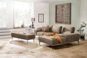 W.SCHILLIG Ecksofa "run, Designsofa mit tollem Sitzkomfort, L-Form", mit Holzsockel, Füße in Bronze pulverbeschichtet, Breite 299 cm