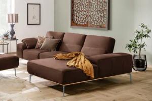 W.SCHILLIG Ecksofa "run, Designsofa mit tollem Sitzkomfort, bequem, L-Form", mit elegantem Holzsockel, Füße in Silber matt, Breite 299 cm
