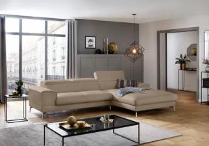 W.SCHILLIG Ecksofa "piedroo, Designsofa mit tollem Sitzkomfort, bequem und elegant, L-Form", Kopfteilverstellung, wahlweise mit Sitztiefenverstellung, Breite 303cm