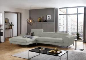 W.SCHILLIG Ecksofa "piedroo, Designsofa mit tollem Sitzkomfort, elegant und bequem, L-Form", Kopfteilverstellung, wahlweise mit Sitztiefenverstellung, Breite 343cm
