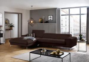 W.SCHILLIG Ecksofa "piedroo, Designsofa mit tollem Sitzkomfort, bequem und elegant, L-Form", Kopfteilverstellung, wahlweise mit Sitztiefenverstellung, Breite 343cm