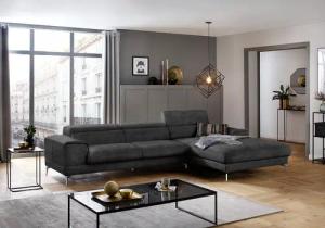 W.SCHILLIG Ecksofa "piedroo, Designsofa mit tollem Sitzkomfort, elegant und bequem, L-Form", Kopfteilverstellung, wahlweise mit Sitztiefenverstellung, Breite 343cm
