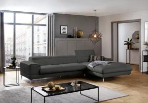 W.SCHILLIG Ecksofa "piedroo, Designsofa mit tollem Sitzkomfort, elegant und bequem, L-Form", Kopfteilverstellung, wahlweise mit Sitztiefenverstellung, Breite 343cm