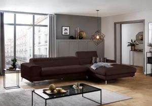 W.SCHILLIG Ecksofa "piedroo, Designsofa mit tollem Sitzkomfort, elegant und bequem, L-Form", Kopfteilverstellung, wahlweise mit Sitztiefenverstellung, Breite 343cm