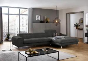 W.SCHILLIG Ecksofa "piedroo, Designsofa mit tollem Sitzkomfort, elegant und bequem, L-Form", Kopfteilverstellung, wahlweise mit Sitztiefenverstellung, Breite 343cm
