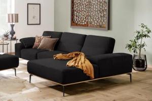 W.SCHILLIG Ecksofa "run, Designsofa mit tollem Sitzkomfort, bequem, L-Form", mit Holzsockel, Füße in Schwarz pulverbeschichtet, Breite 319 cm