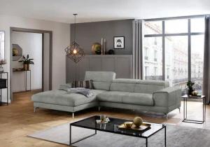 W.SCHILLIG Ecksofa "piedroo, Designsofa mit tollem Sitzkomfort, bequem und elegant, L-Form", Kopfteilverstellung, wahlweise mit Sitztiefenverstellung, Breite 303cm
