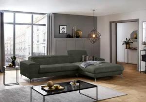 W.SCHILLIG Ecksofa "piedroo, Designsofa mit tollem Sitzkomfort, bequem und elegant, L-Form", Kopfteilverstellung, wahlweise mit Sitztiefenverstellung, Breite 303cm