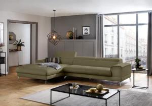 W.SCHILLIG Ecksofa "piedroo, Designsofa mit tollem Sitzkomfort, bequem und elegant, L-Form", Kopfteilverstellung, wahlweise mit Sitztiefenverstellung, Breite 343cm