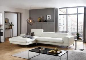 W.SCHILLIG Ecksofa "piedroo, Designsofa mit tollem Sitzkomfort, elegant und bequem, L-Form", Kopfteilverstellung, wahlweise mit Sitztiefenverstellung, Breite 343cm