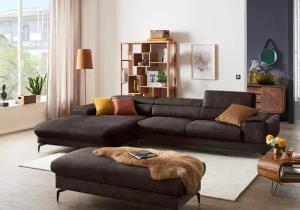W.SCHILLIG Ecksofa "piedroo, Designsofa mit tollem Sitzkomfort, bequem und elegant, L-Form", Kopfteilverstellung, wahlweise mit Sitztiefenverstellung, Breite 343cm