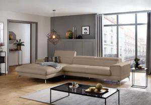 W.SCHILLIG Ecksofa "piedroo, Designsofa mit tollem Sitzkomfort, elegant und bequem, L-Form", Kopfteilverstellung, wahlweise mit Sitztiefenverstellung, Breite 343cm