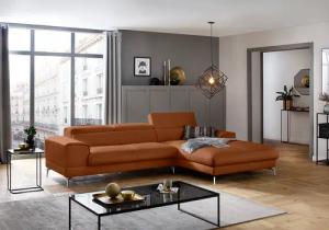 W.SCHILLIG Ecksofa "piedroo, Designsofa mit tollem Sitzkomfort, bequem und elegant, L-Form", Kopfteilverstellung, wahlweise mit Sitztiefenverstellung, Breite 303cm