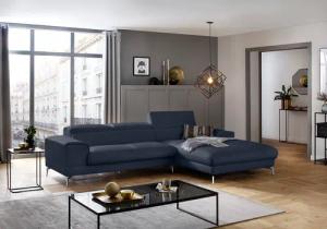 W.SCHILLIG Ecksofa "piedroo, Designsofa mit tollem Sitzkomfort, bequem und elegant, L-Form", Kopfteilverstellung, wahlweise mit Sitztiefenverstellung, Breite 303cm