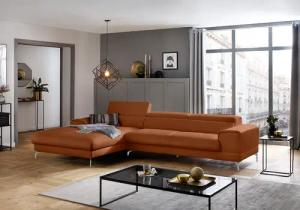 W.SCHILLIG Ecksofa "piedroo, Designsofa mit tollem Sitzkomfort, bequem und elegant, L-Form", Kopfteilverstellung, wahlweise mit Sitztiefenverstellung, Breite 343cm