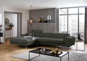 W.SCHILLIG Ecksofa "piedroo, Designsofa mit tollem Sitzkomfort, elegant und bequem, L-Form", Kopfteilverstellung, wahlweise mit Sitztiefenverstellung, Breite 343cm
