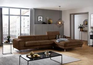 W.SCHILLIG Ecksofa "piedroo, Designsofa mit tollem Sitzkomfort, elegant und bequem, L-Form", Kopfteilverstellung, wahlweise mit Sitztiefenverstellung, Breite 343cm