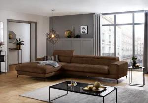 W.SCHILLIG Ecksofa "piedroo, Designsofa mit tollem Sitzkomfort, bequem, L-Form", Kopfteilverstellung, wahlweise mit Sitztiefenverstellung, Breite 343cm