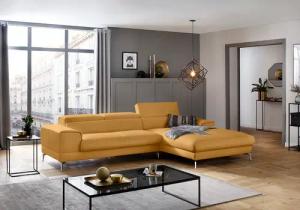 W.SCHILLIG Ecksofa "piedroo, Designsofa mit tollem Sitzkomfort, bequem und elegant, L-Form", Kopfteilverstellung, wahlweise mit Sitztiefenverstellung, Breite 303cm