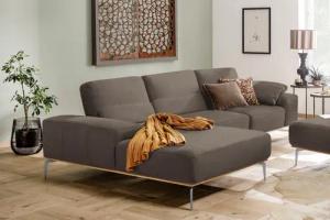 W.SCHILLIG Ecksofa "run, Designsofa mit tollem Sitzkomfort, bequem, L-Form", mit elegantem Holzsockel, Füße in Chrom glänzend, Breite 319 cm