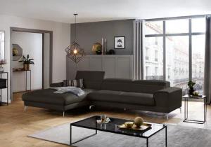 W.SCHILLIG Ecksofa "piedroo, Designsofa mit tollem Sitzkomfort, bequem und elegant, L-Form", Kopfteilverstellung, wahlweise mit Sitztiefenverstellung, Breite 343cm