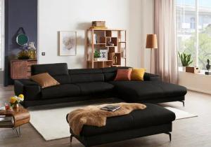 W.SCHILLIG Ecksofa "piedroo, Designsofa mit tollem Sitzkomfort, bequem und elegant, L-Form", Kopfteilverstellung, wahlweise mit Sitztiefenverstellung, Breite 343cm