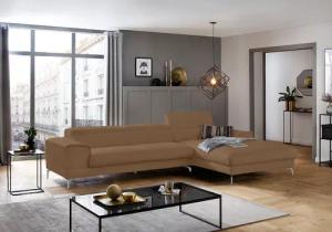W.SCHILLIG Ecksofa "piedroo, Designsofa mit tollem Sitzkomfort, bequem und elegant, L-Form", Kopfteilverstellung, wahlweise mit Sitztiefenverstellung, Breite 343cm