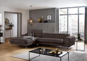 W.SCHILLIG Ecksofa "piedroo, Designsofa mit tollem Sitzkomfort, bequem und elegant, L-Form", Kopfteilverstellung, wahlweise mit Sitztiefenverstellung, Breite 343cm