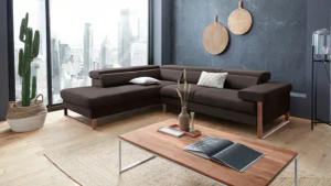 W.SCHILLIG Ecksofa "finn, Designsofa mit tollem Sitzkomfort, bequem, L-Form", German Design Award 2016, Fußgestell Nussbaum natur, Breite 281 cm