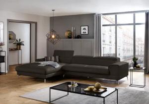 W.SCHILLIG Ecksofa "piedroo, Designsofa mit tollem Sitzkomfort, elegant und bequem, L-Form", Kopfteilverstellung, wahlweise mit Sitztiefenverstellung, Breite 343cm