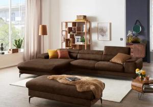 W.SCHILLIG Ecksofa "piedroo, Designsofa mit tollem Sitzkomfort, bequem und elegant, L-Form", Kopfteilverstellung, wahlweise mit Sitztiefenverstellung, Breite 343cm