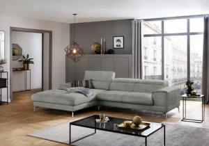 W.SCHILLIG Ecksofa "piedroo, Designsofa mit tollem Sitzkomfort, bequem und elegant, L-Form", Kopfteilverstellung, wahlweise mit Sitztiefenverstellung, Breite 303cm