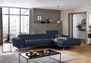 W.SCHILLIG Ecksofa "piedroo, Designsofa mit tollem Sitzkomfort, elegant und bequem, L-Form", Kopfteilverstellung, wahlweise mit Sitztiefenverstellung, Breite 343cm