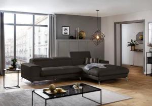 W.SCHILLIG Ecksofa "piedroo, Designsofa mit tollem Sitzkomfort, bequem und elegant, L-Form", Kopfteilverstellung, wahlweise mit Sitztiefenverstellung, Breite 303cm