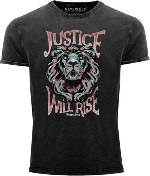 Neverless Print-Shirt Neverless® Herren T-Shirt Vintage Shirt Printshirt Löwe Löwenkopf mit Print