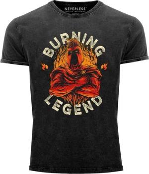 Neverless Print-Shirt Neverless® Herren T-Shirt Vintage Shirt Printshirt Sparta Burning mit Print