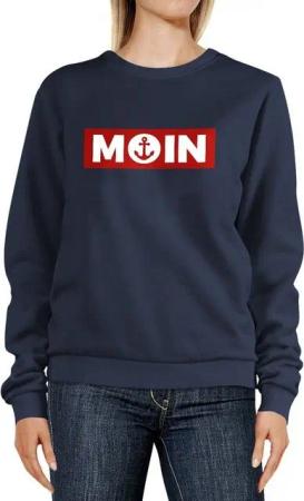Neverless Sweatshirt Sweatshirt Damen Moin norddeutsch Morgen Anker Badge Rundhals-Pullover Pulli Sweater Neverless®